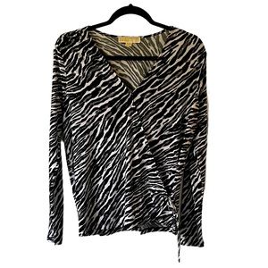 Michael Kors animal print wrap style top size medium